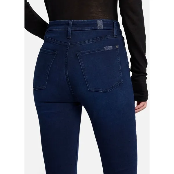 7 For All Mankind Womens High Rise Skinny Jeans Dark Indigo‎ Blue Size 28 - Image 2