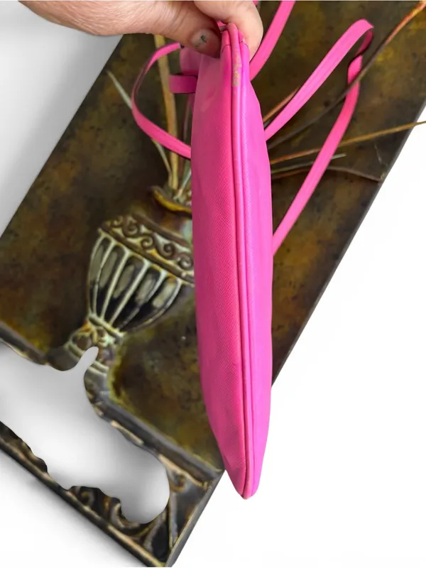 kate spade Hot Pink Leather Crossbody with Gold Logo - Image 8