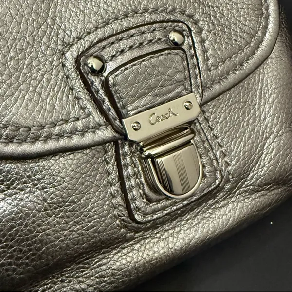 COACH 18996 Poppy Metallic Silver Leather Hippie Shoulder Crossbody Bag - Image 12