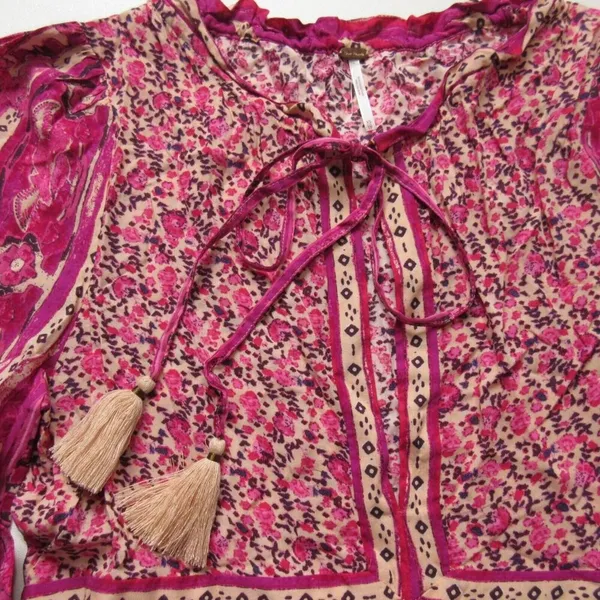NWT Free People Happy Feelings Maxi in Peach Pink Floral Print Dress XS $168 - Image 4