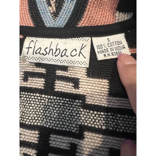 Vintage Tapestry Crop Jacket Aztec Design Size S Cowboy Boho Festival Goblincore - Image 7