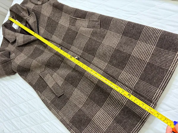 Abercrombie & Fitch Brown Plaid Long Coat Tailored Quiet Luxury Classic Preppy - Image 9
