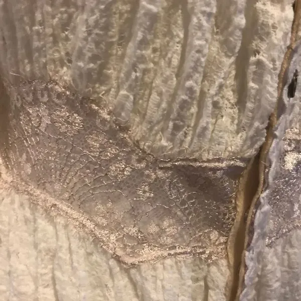 Free People Ivory Lace Cardigan Button Blouse Size M - Image 3