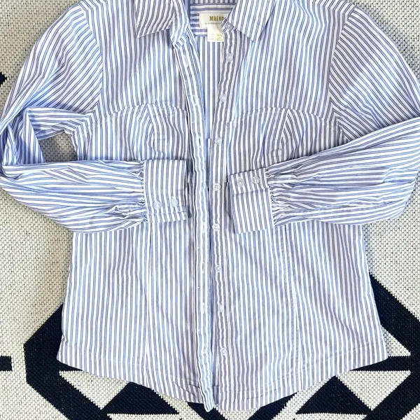 Maeve x Anthropologie Corset Button Down Striped Blouse Size 2 Petite - Image 10