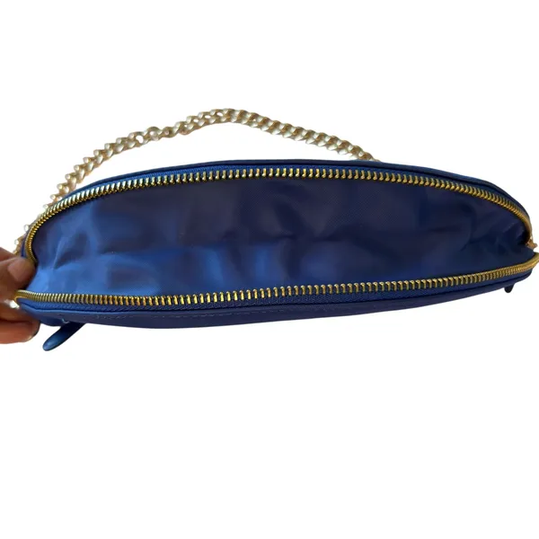 Chico's Royal‎ Blue Half Moon Bag Gold Chain Strap Trendy Shoulder Bag Purse - Image 10