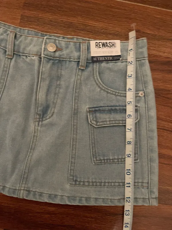 Rewash Light Blue Mini Skirt with Utility Pockets  - Image 9
