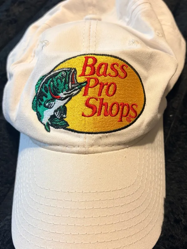 Bass Pro Shops White Cap with Yellow Patch and Red Logo - Image 2