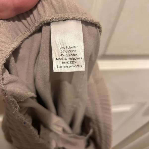 Nine West Womens Jogger Pants Large Taupe Tan Elastic Waist Drawstring Pockets - Image 7