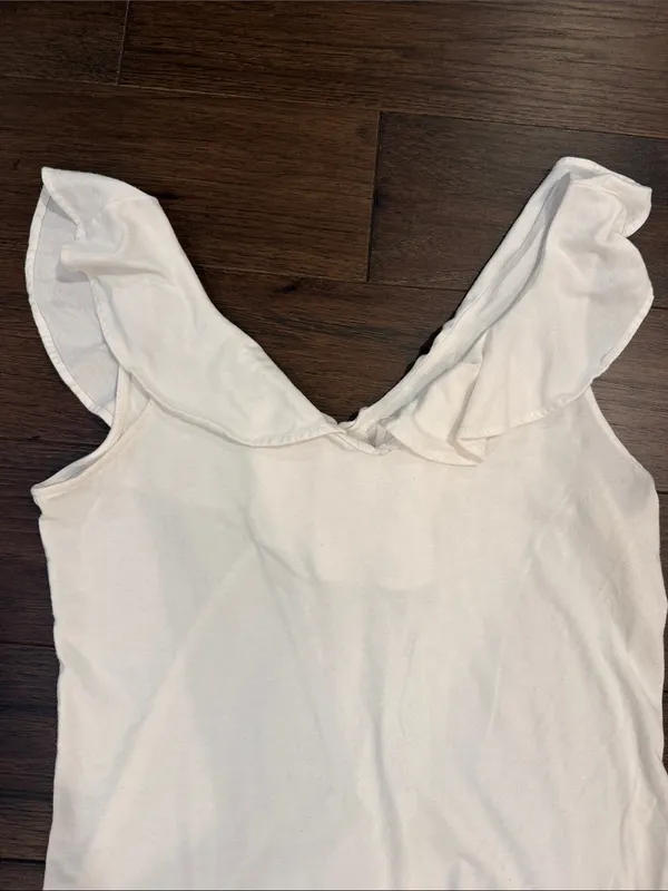 Lilly Pulitzer White Ruffle Shoulder Tank Size Small - C58-012 - Image 4