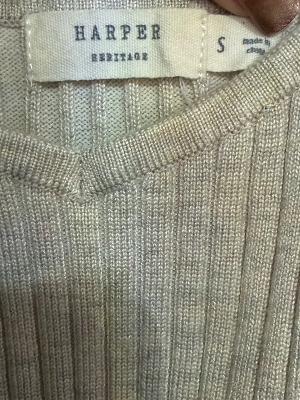 Harper Heritage Ribbed Tie-Front Camisole in Light Taupe - Image 4