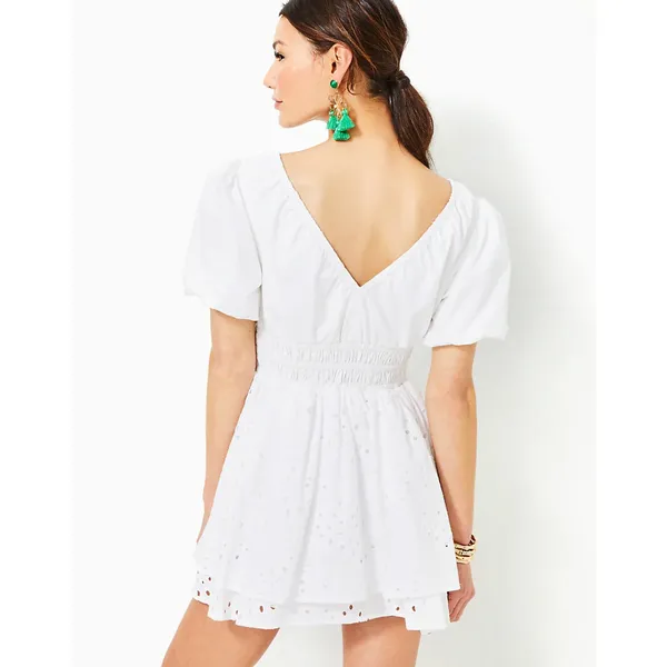 NWT Lilly Pulitzer Axelle Eyelet Romper Resort White Tropical Leaf Size 4 - Image 2
