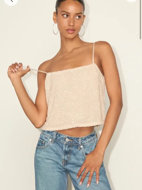 Lulu’s Champagne Sequin Party Tank Top - Image 2