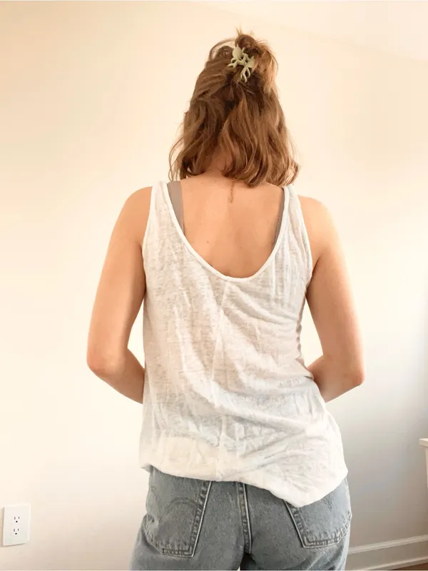 Zara White Linen Scoop Neck Tank Top - Image 4