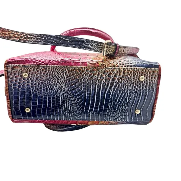Vegan Leather Rainbow Multicolor Purple Crocodile Embossed Crossbody Satchel Bag - Image 7