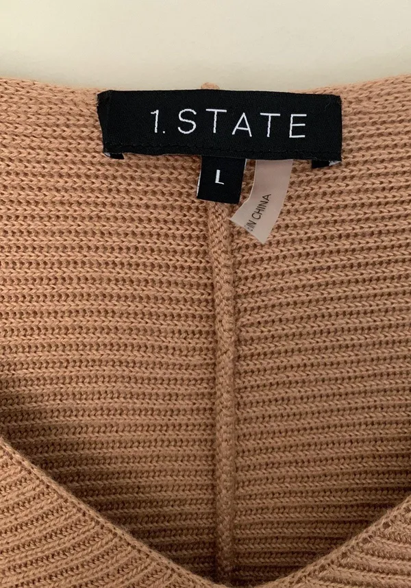 1 State Ribbed Balloon Sleeve Cotton Blend Sweater - Image 7