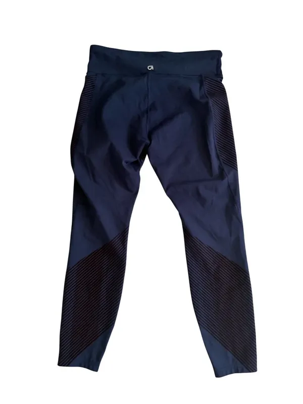 GAP Fit Sculpt Compression Navy Ribbed 7/8 Leggings Size Large - Image 5