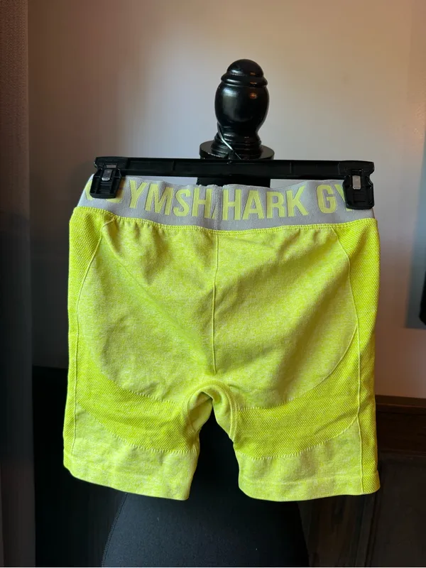Gymshark Neon Yellow Green Athletic Training Shorts small - Image 2
