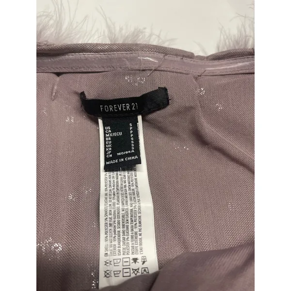 Faux Fur-Trim Sequin Crop Top by Forever 21, size small - Image 5