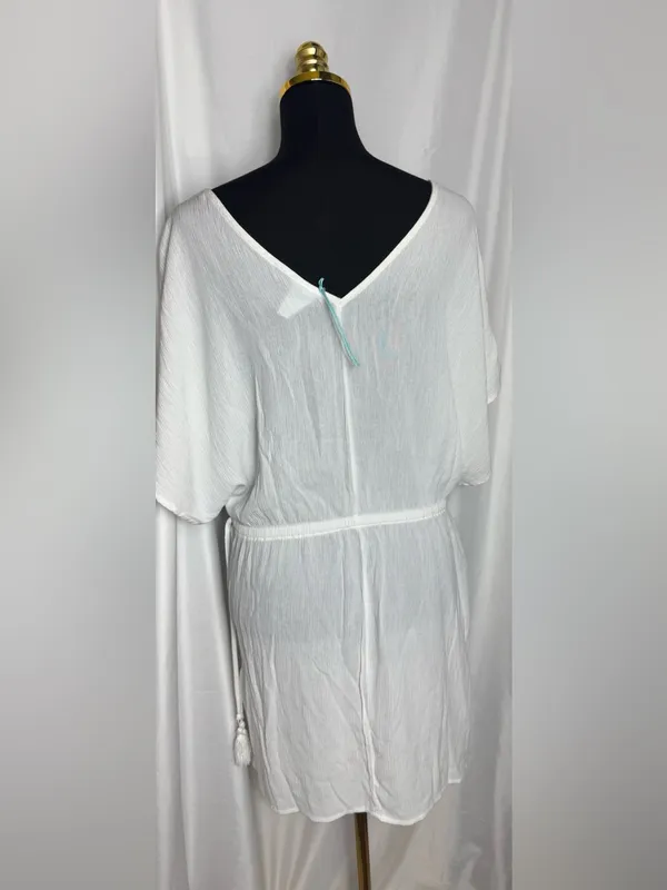 Kona Sol White Embroidered V-Neck Swim beach Cover-Up Tunic Large NWOT - Image 9
