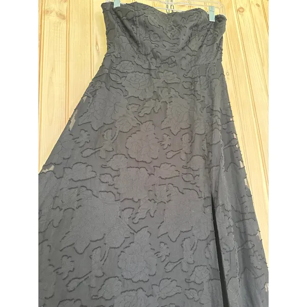 NWT Lulus Garden of Romance Black Floral Burnout Strapless Maxi Dress Gala Sz S - Image 4
