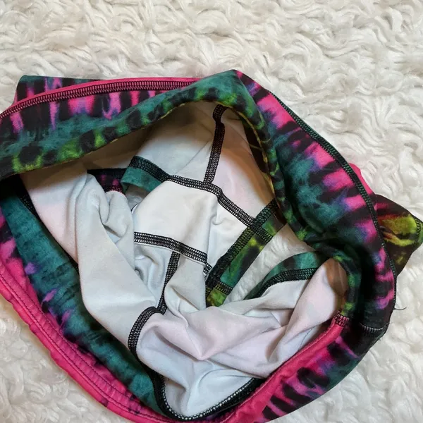 FLEO Tie Dye Athletic Shorts Womens‎ Medium Pink Teal Green Excellent Low Rise - Image 5