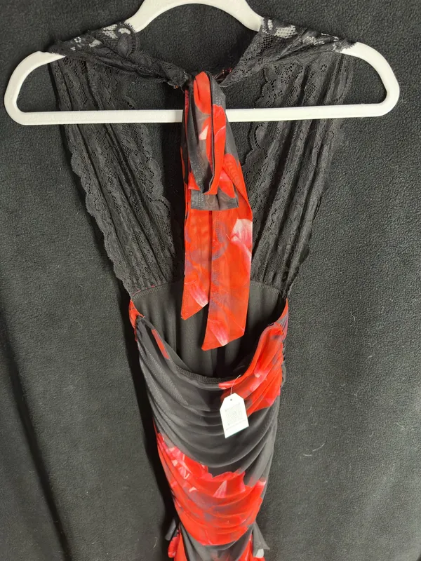Boutique Red and Black floral halter maxi dress - Image 8