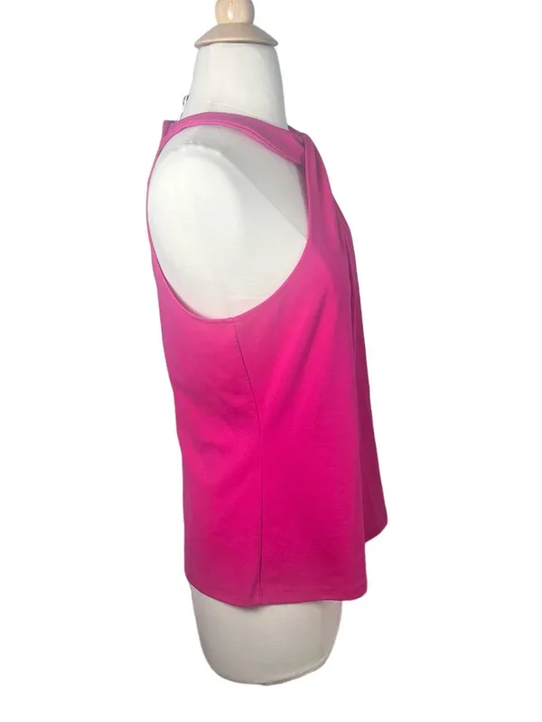 Halogen Hot Pink Knit Twist Front Halter Top - Image 2