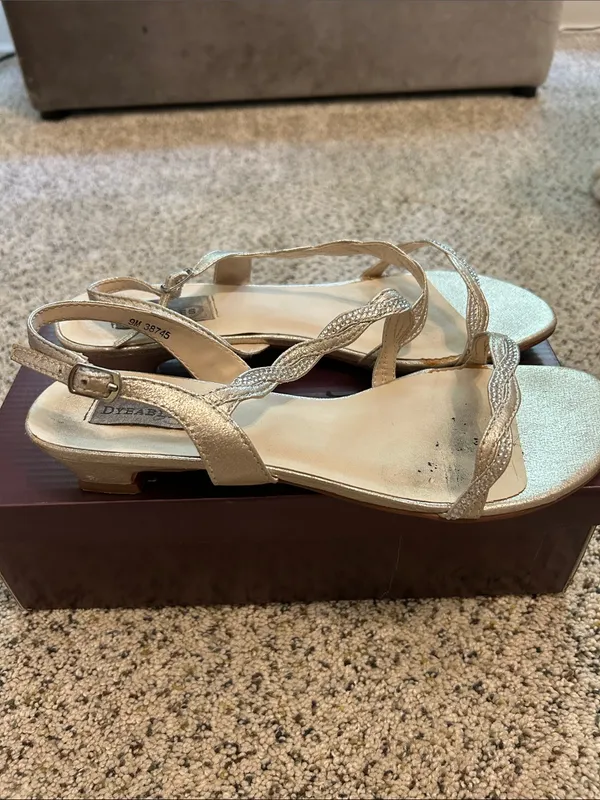 Dyeables Metallic Gold Women's Strappy Slingback Sandals - Image 3