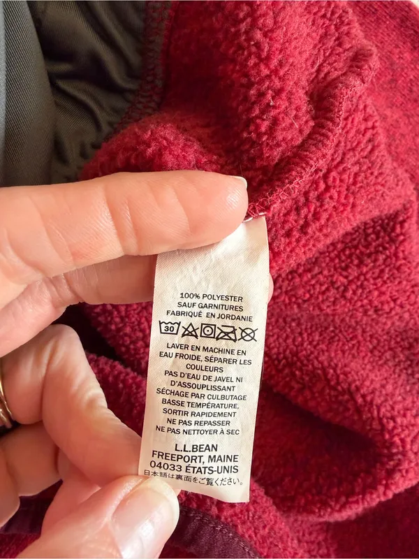 L.L.Bean Sweater Fleece Pullover Snap Neck Burgundy Heather Women’s M - Image 7