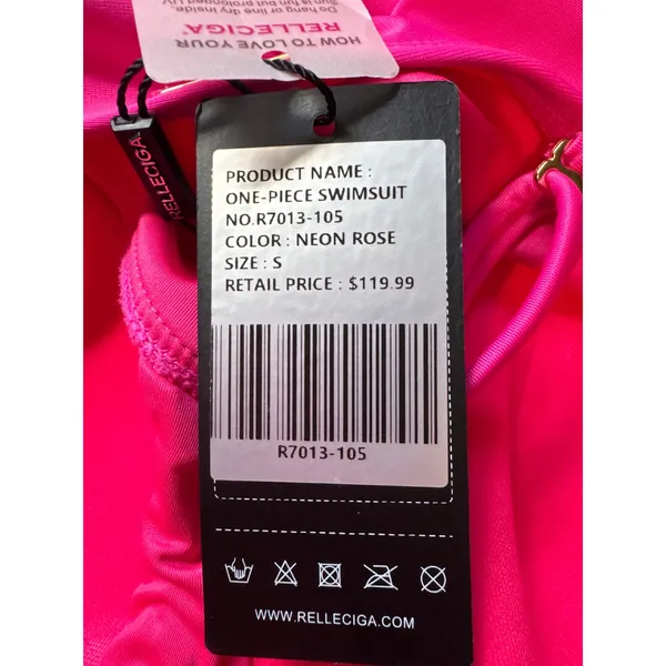 Relleciga Neon Rose One Piece Swimsuit Ruched‎ Sweetheart Women's Size Small - Image 2