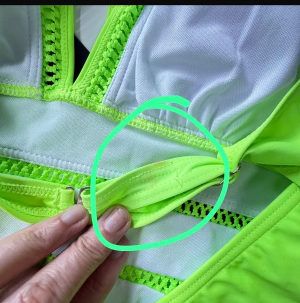💚 Neon Lime Green Mesh Crochet One-Piece Swimsuit - Size L💚 - Image 8