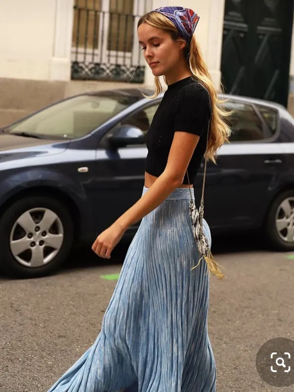 Free People Gold Coast Knit Maxi Skirt Bottled Blue Size XS - Image 2