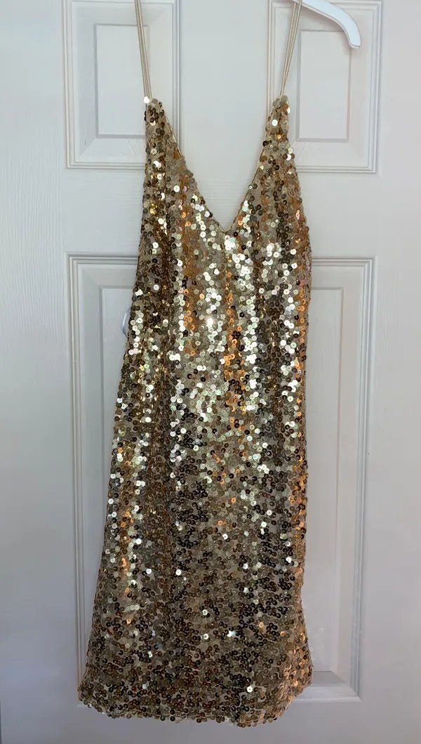 Gold Sequin Dress - Image 3