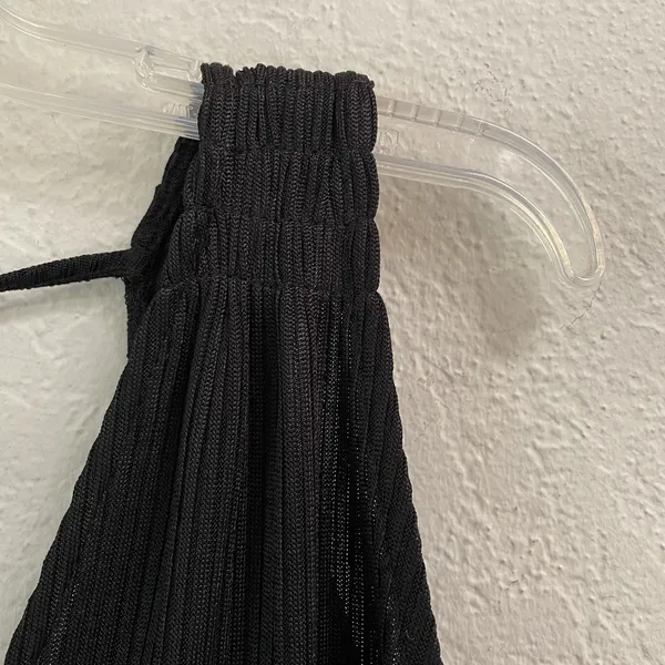 Free People No Excuses Ruffle Ribbed Crop Top Women's S Black Grunge WhimsyGoth‎ - Image 8