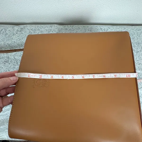 Made in Italy Cognac Leather Structured Tote Bucket Bag Purse Minimalist Classic - Image 8