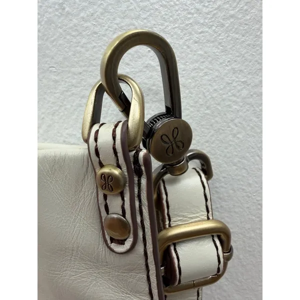HOBO International Ivory Leather Foldover Crossbody Shoulder Bag - Image 4