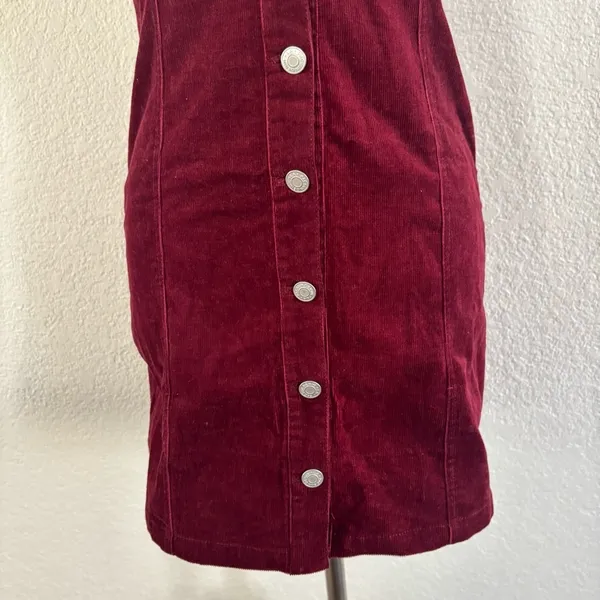 PacSun Red Buttoned Mini‎ Corduroy dress - Image 8