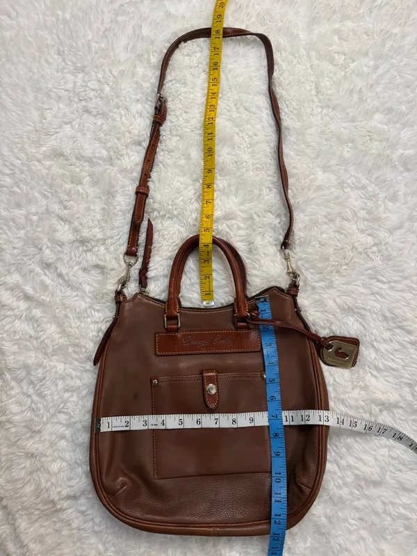 Dooney & Bourke Florentine Vacchetta Leather Crossbody Satchel in Caramel Brown - Image 14