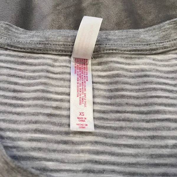 Gray Striped T-Shirt with Pink Embroidery - Image 4