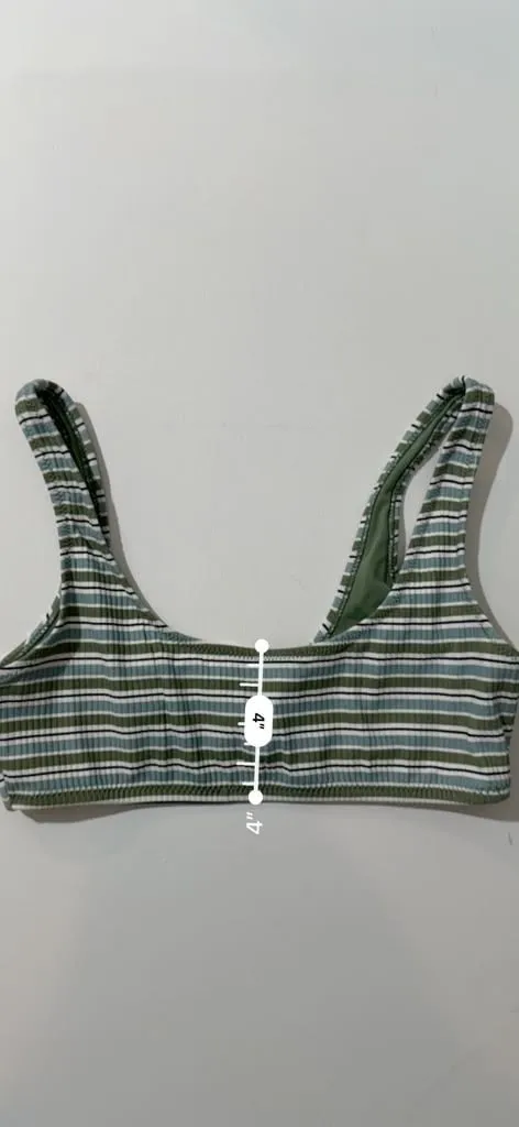L.A. Hearts PacSun Ribbed Green Blue Striped Scoop Neck Bikini Top - Image 5