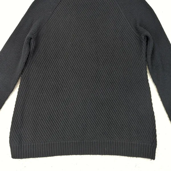 Talbots Womens L Black Sweater Ribbed Knit‎ Asymmetric Zip Funnel Neck Pullover - Image 6