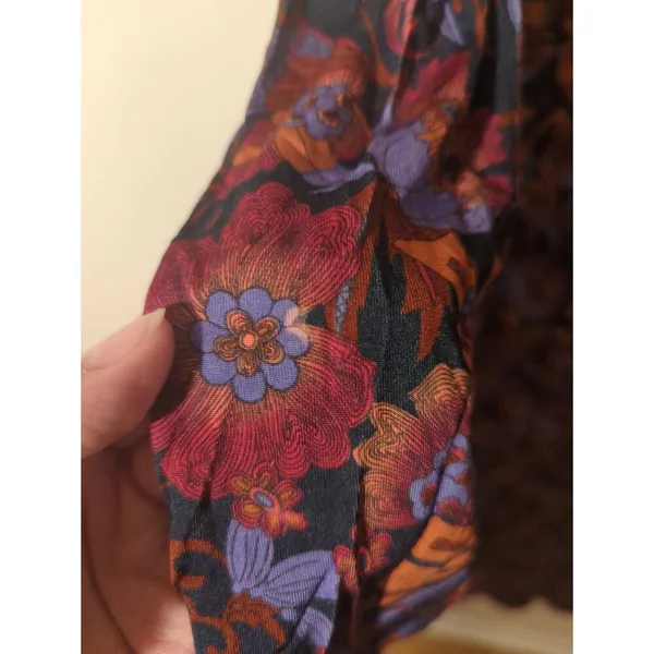 RTR Tanya Taylor Zoe Red Floral Ruched Mock Neck Long Sleeve Maxi Dress Sz Small - Image 10