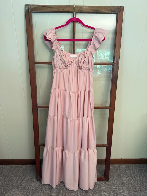 Vici Tru Tiered Ruffle Maxi Dress Flowy Light Pink Peach Size XS Feminine - Image 5