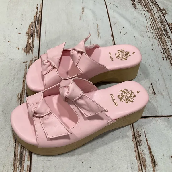 Sam & Libby Pink‎ Platform Double Bow Tie Comfy Dress Sandals - Image 8