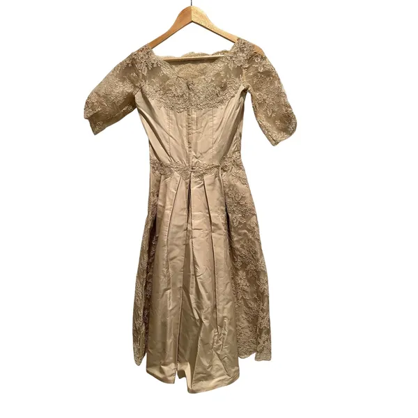 Vintage Inspired Lace Tea Length Dress Bateau‎ Neck Bridal Cocktail XXS - Image 2