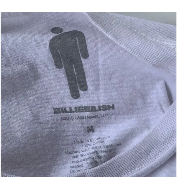 Billie Eilish T-Shirt Size M White Graffiti Logo 2019‎ Tour Merch Graphic Tee - Image 2