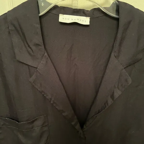 Neu Nomads Women's Casual Black Satin Feel Three Pocket Relaxed Blazer‎ Size XS - Image 2