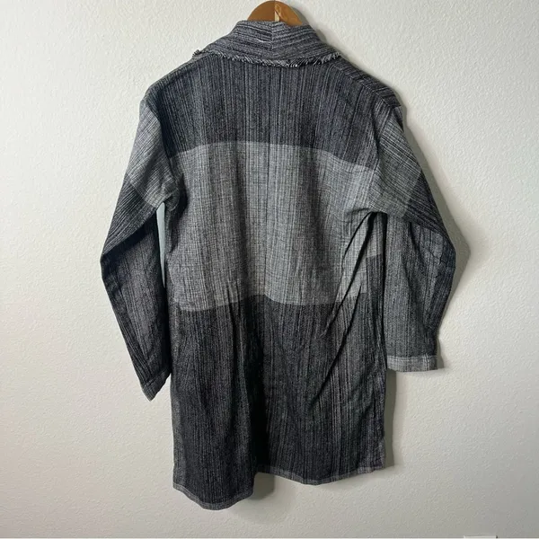 Eileen Fisher‎ Cotton Colorblocked Jacket Shawl Grey Womens Size XXS / XS - Image 6