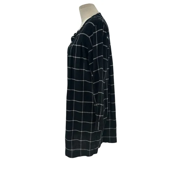 Madewell Collarless Shirtdress in Windowpane True Black‎ Size Medium - Image 6
