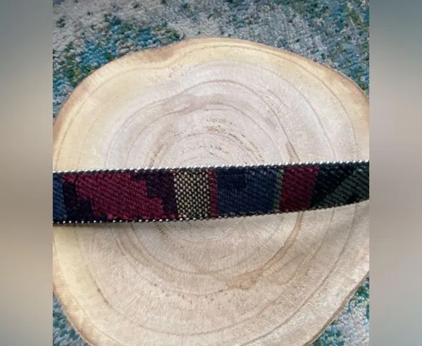 Vintage Elite western cowgirl fabric beaded belt, size medium - Image 5